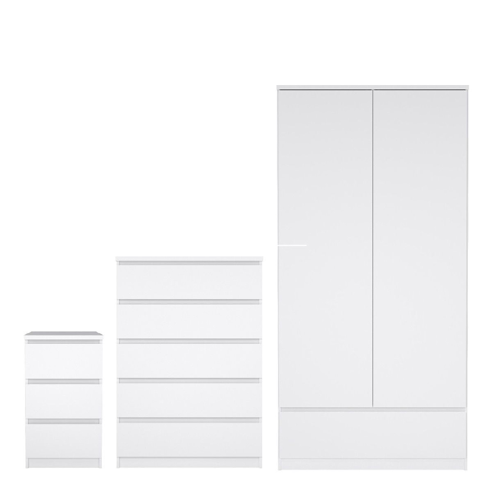 Read more about Nakou wooden bedroom set with 2 doors wardrobe in white
