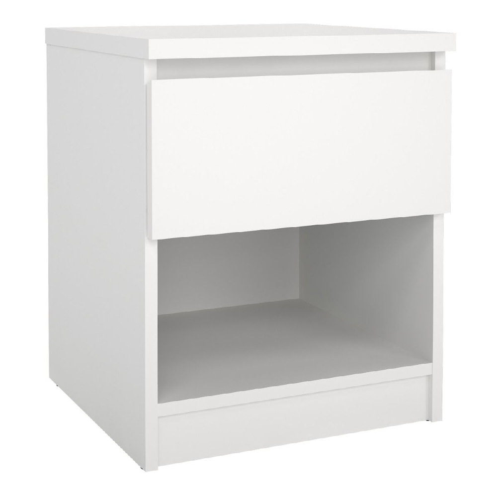 Nakou Wooden Bedside Cabinet With 1 Drawer 1 Shelf In White
