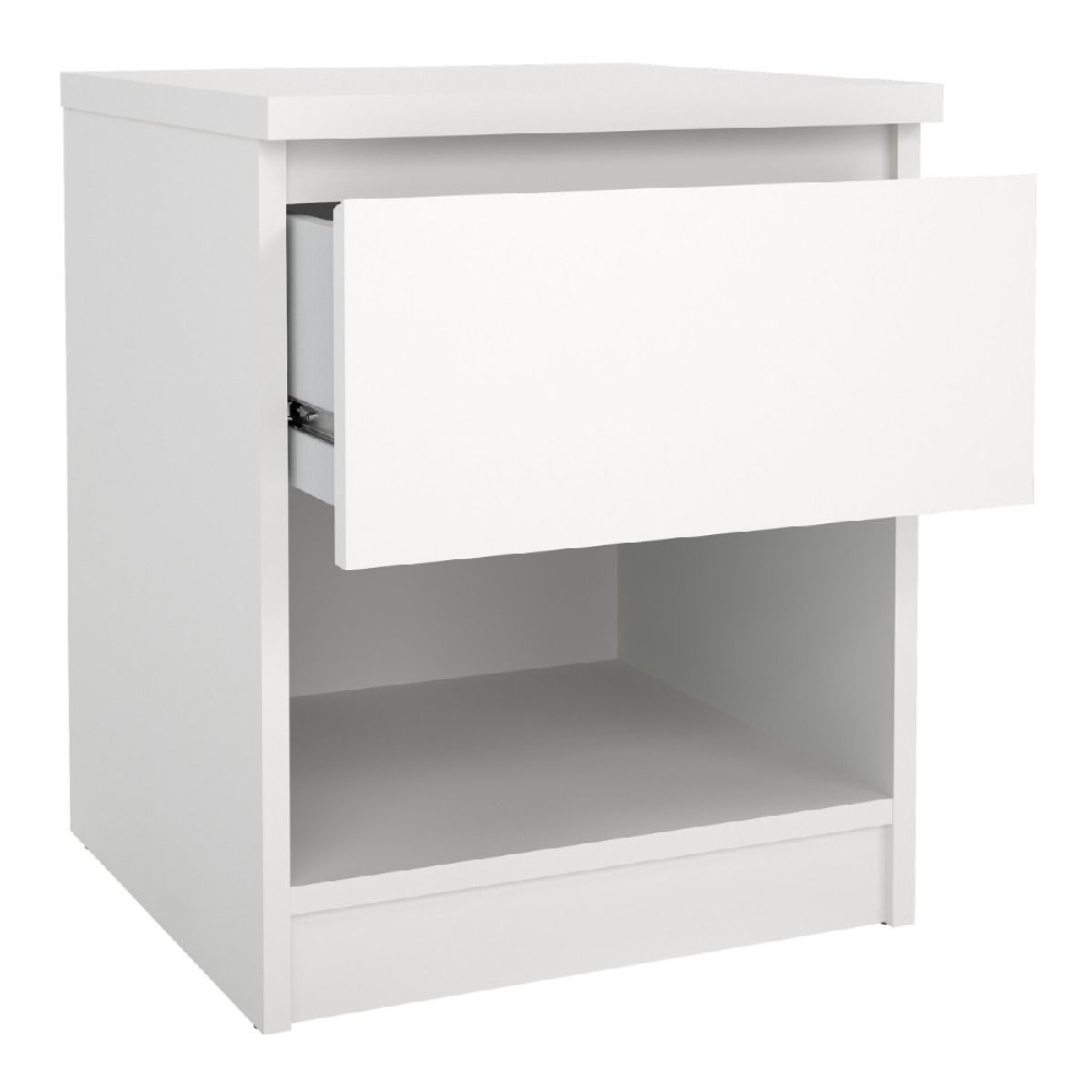 Nakou Wooden Bedside Cabinet With 1 Drawer 1 Shelf In White
