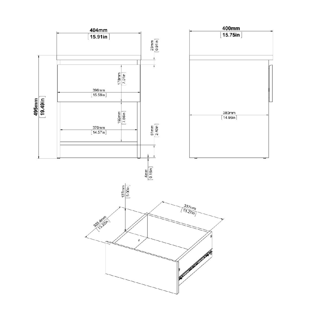 Nakou Wooden Bedside Cabinet With 1 Drawer 1 Shelf In White