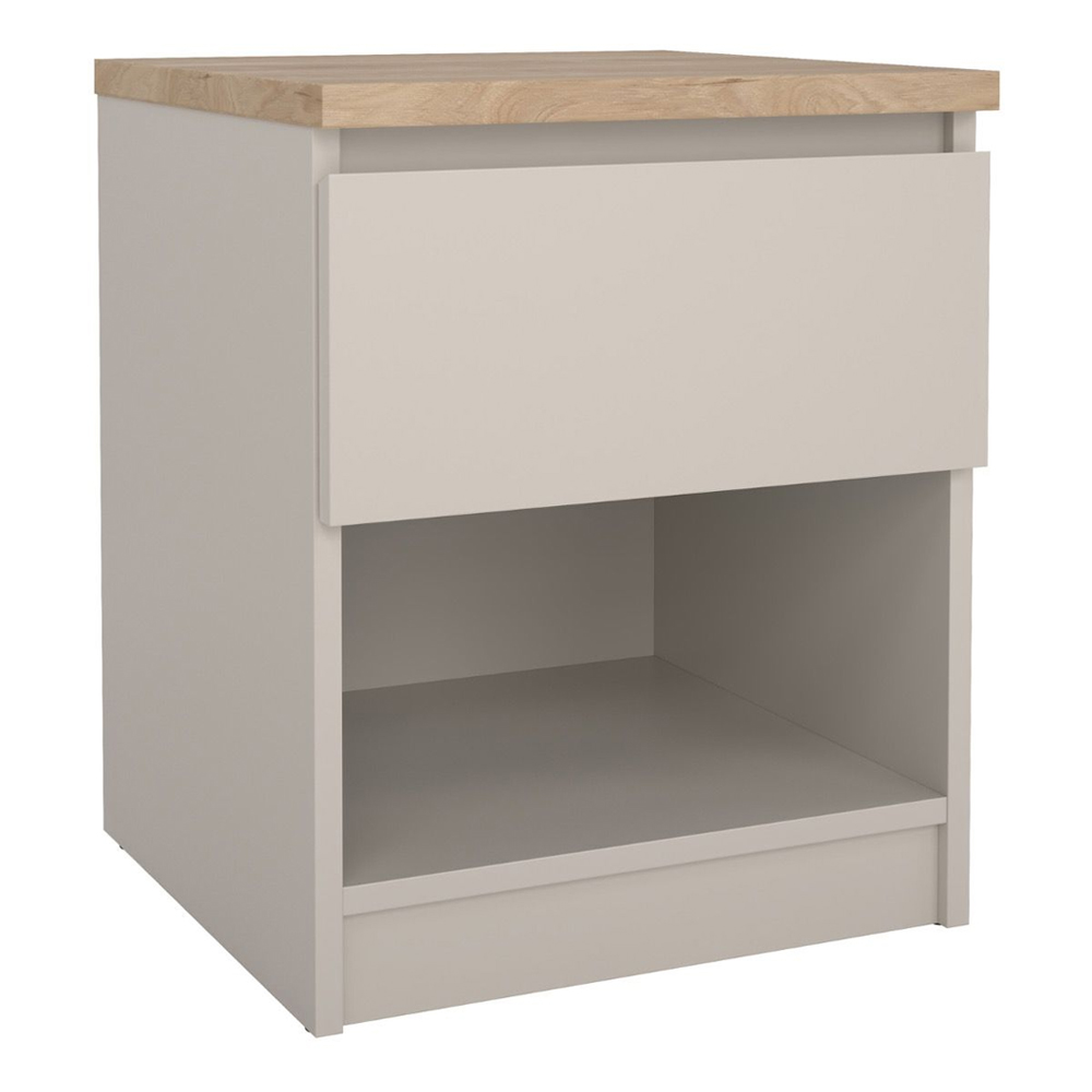 Nakou Wooden Bedside Cabinet With 1 Drawer In Cashmere