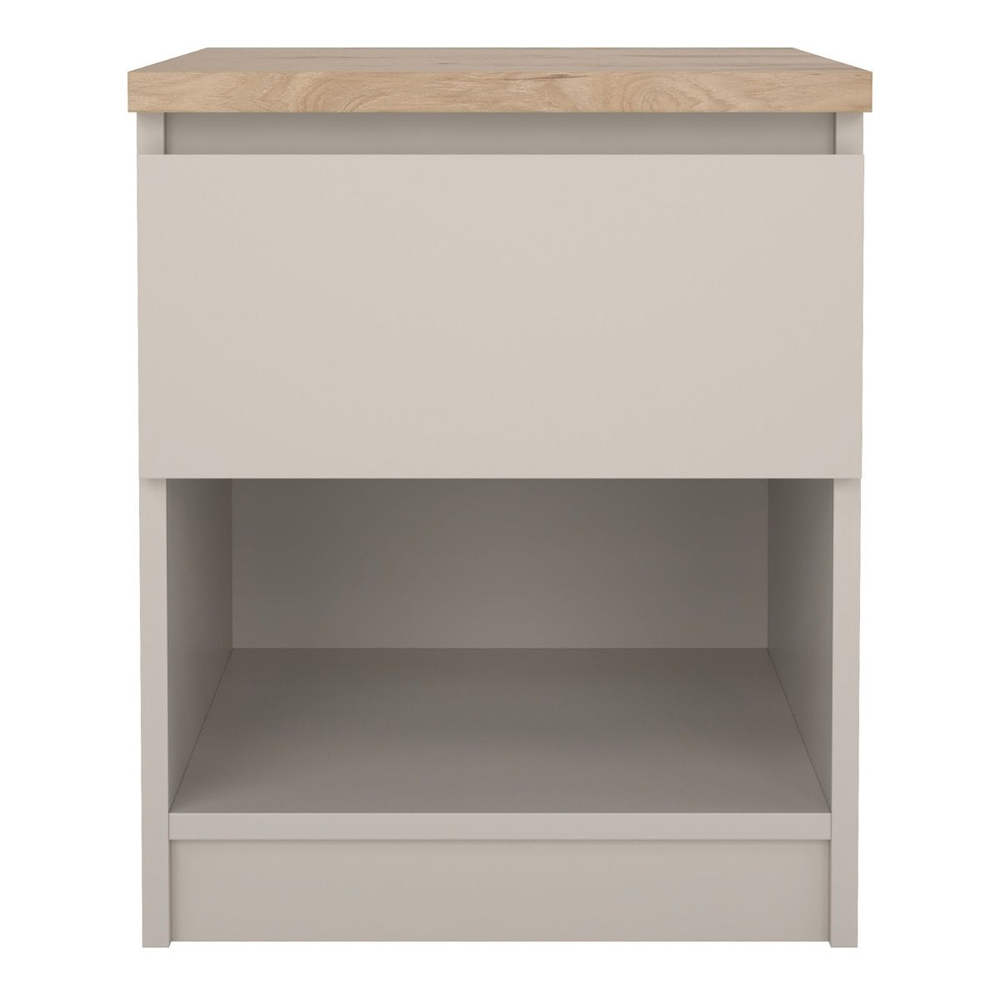 Nakou Wooden Bedside Cabinet With 1 Drawer In Cashmere