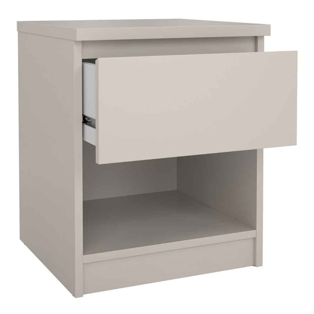 Nakou Wooden Bedside Cabinet with 1 Drawer in Cashmere