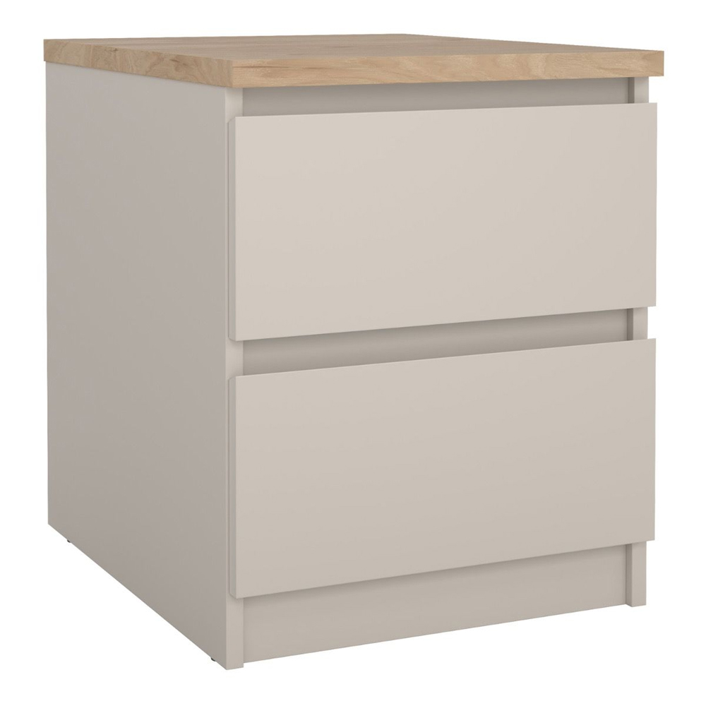 Nakou Wooden Bedside Cabinet With 2 Drawers In Cashmere