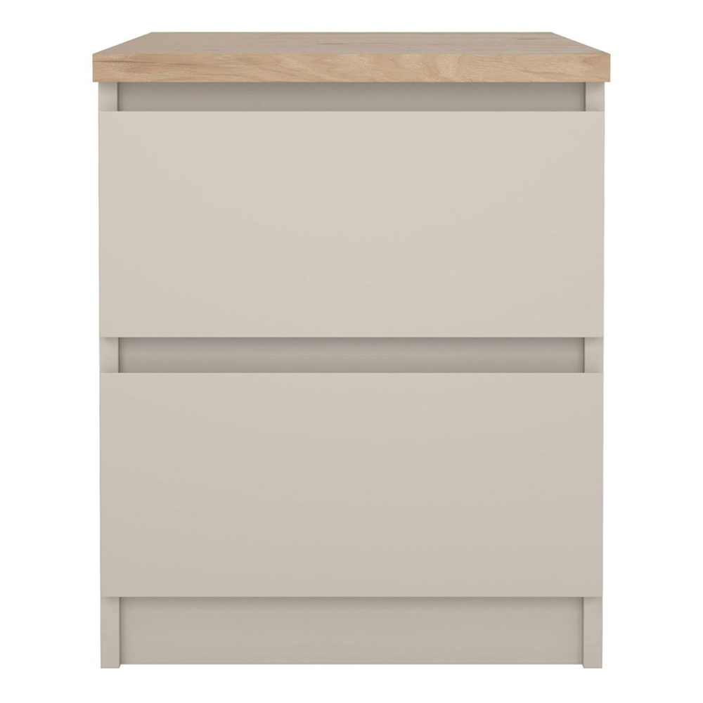 Nakou Wooden Bedside Cabinet With 2 Drawers In Cashmere