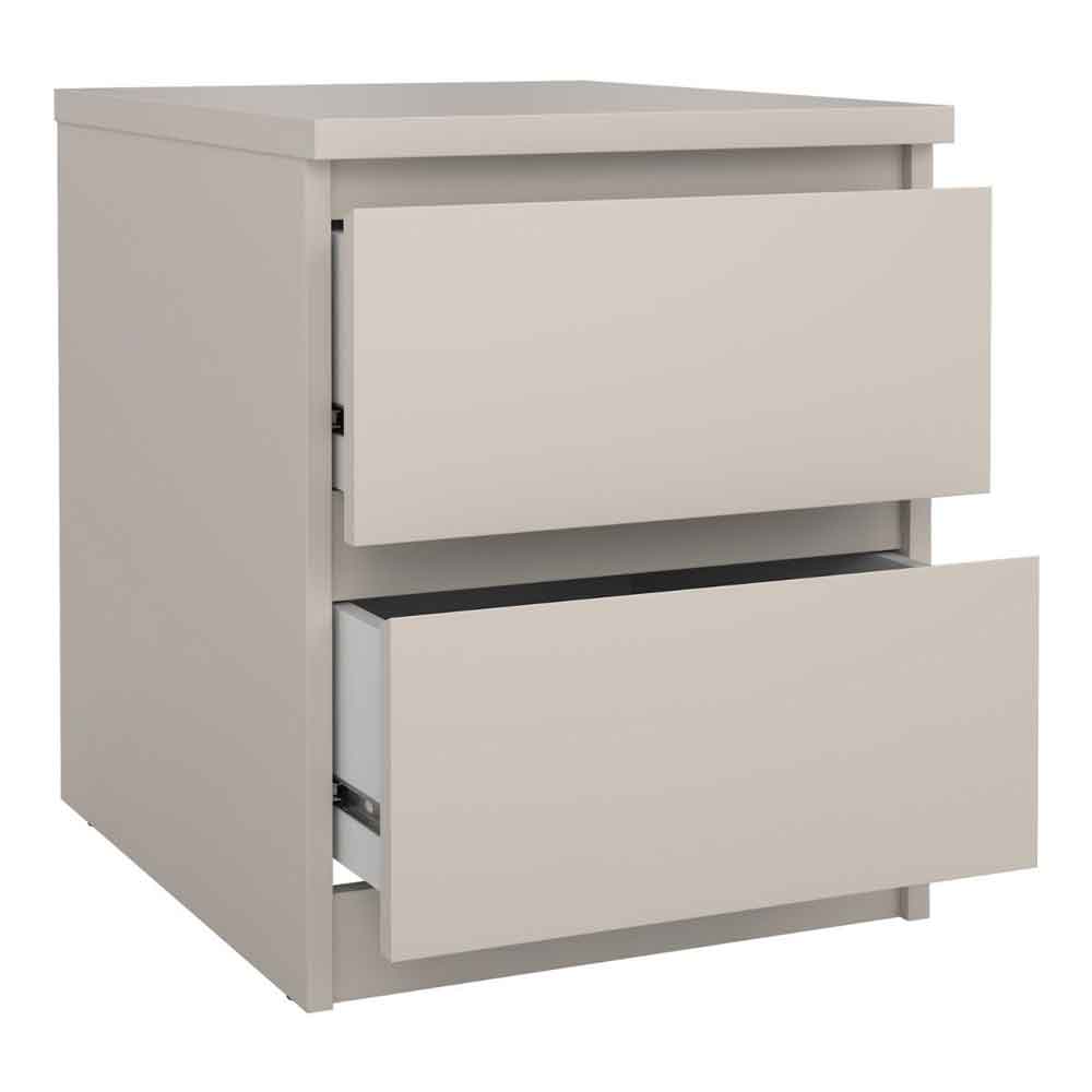 Nakou Wooden Bedside Cabinet with 2 Drawers in Cashmere