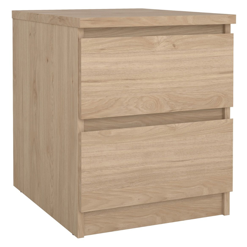 Nakou Wooden Bedside Cabinet With 2 Drawers In Jackson Hickory