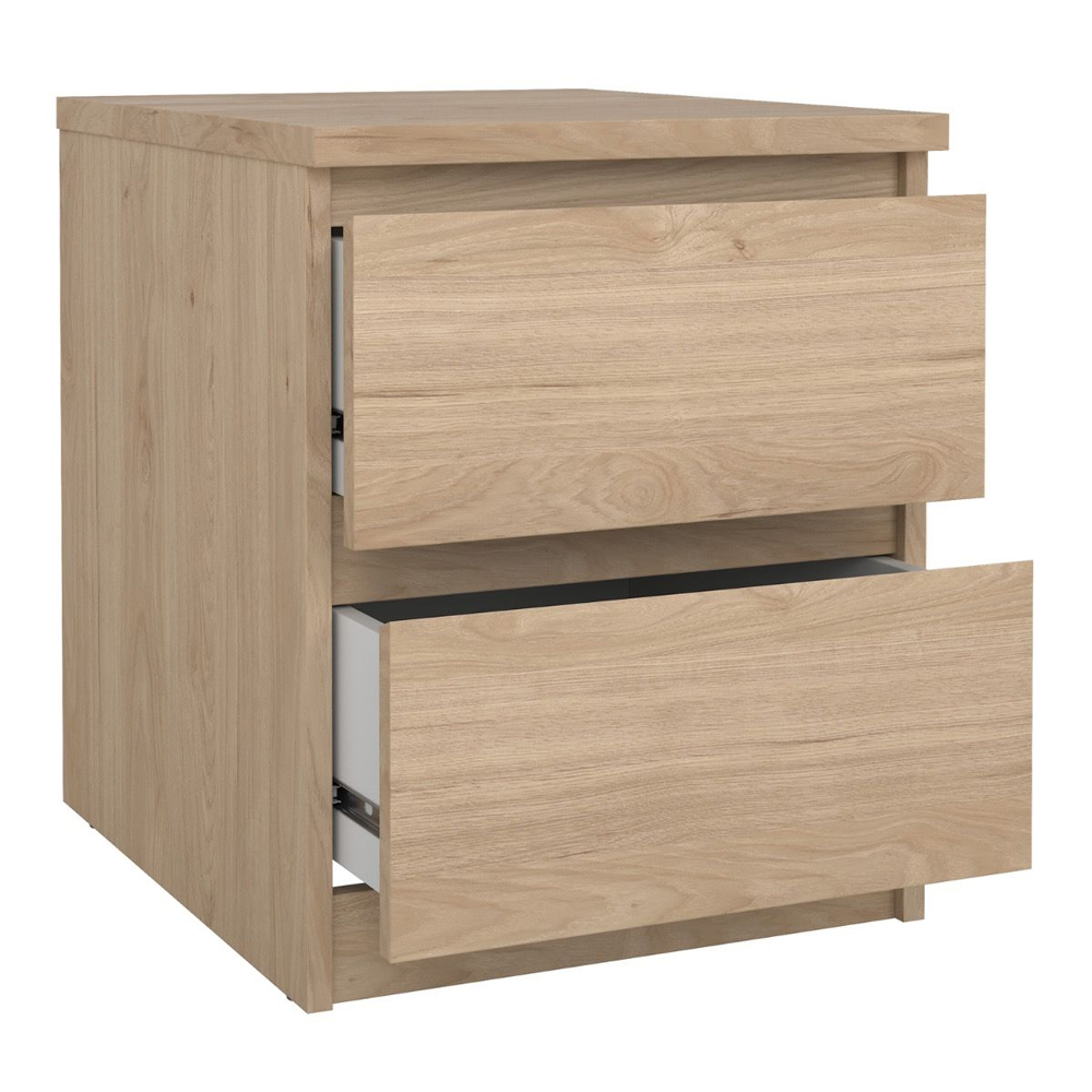 Nakou Wooden Bedside Cabinet With 2 Drawers In Jackson Hickory