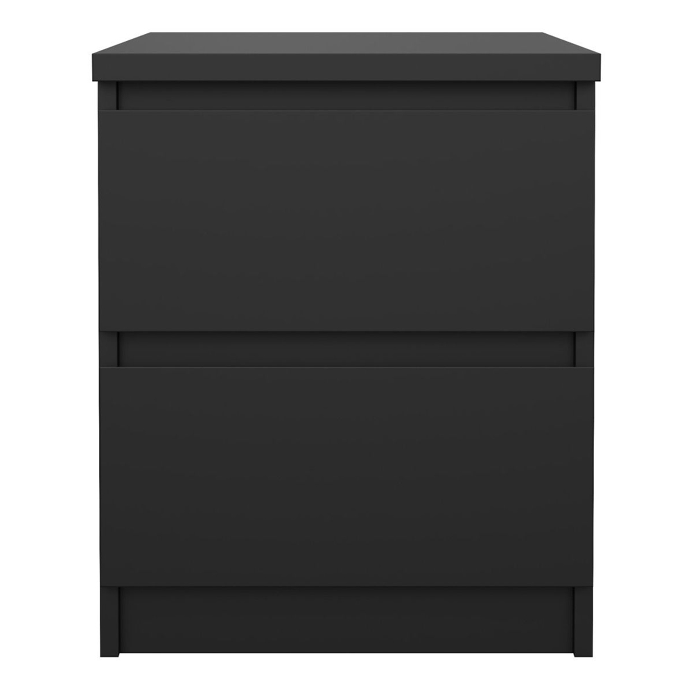 Nakou Wooden Bedside Cabinet With 2 Drawers In Matt Black