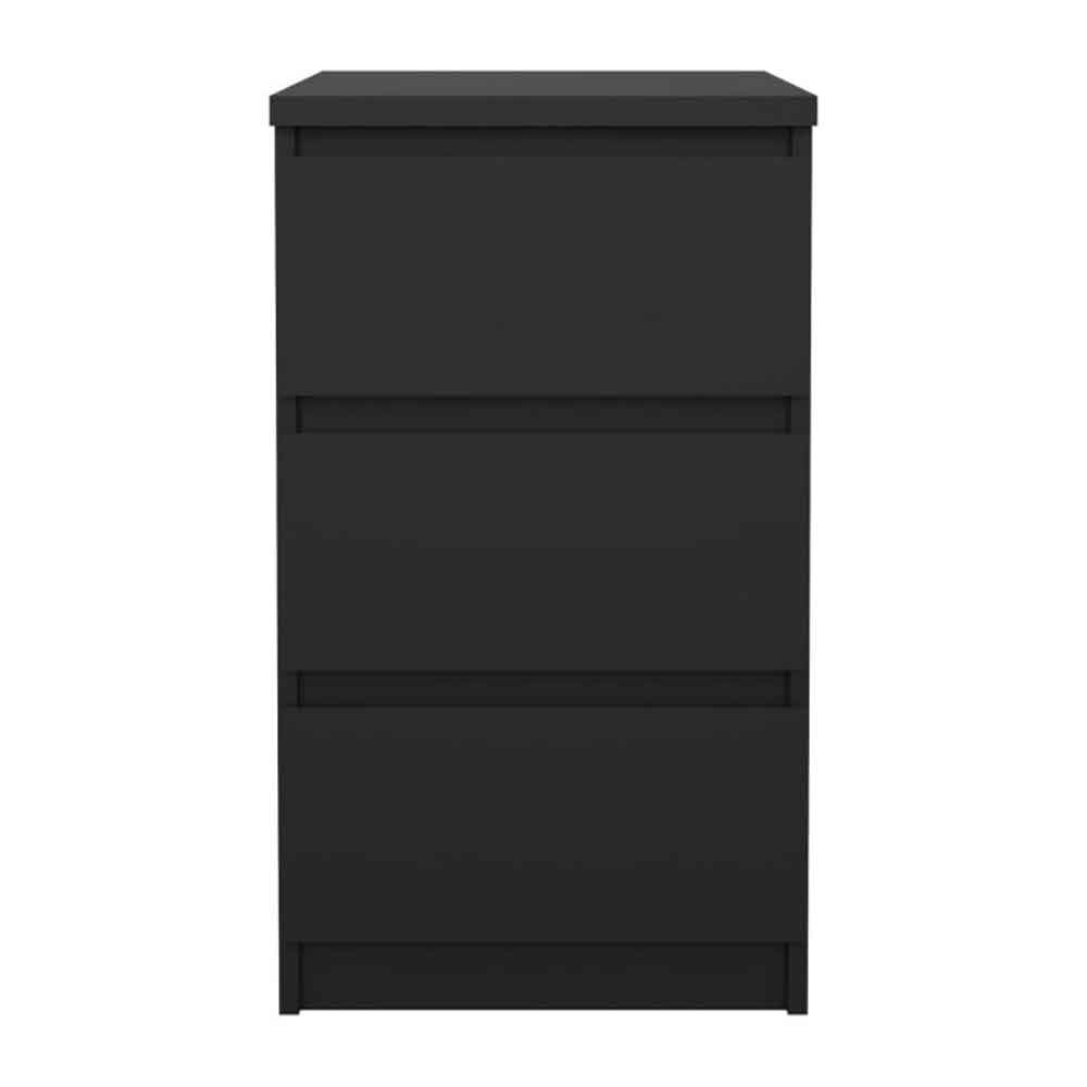 Nakou Wooden Bedside Cabinet With 3 Drawers In Matt Black