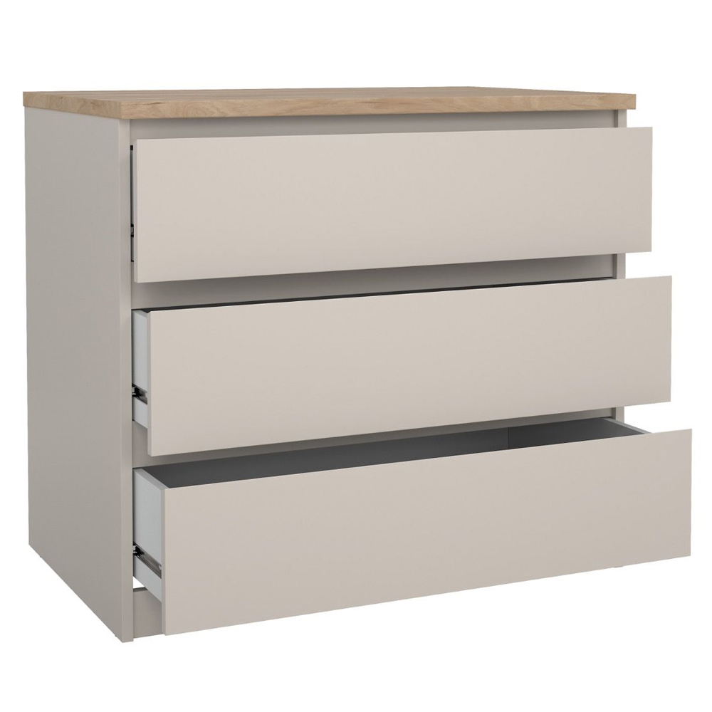 Nakou Wooden Chest Of 3 Drawers In Cashmere