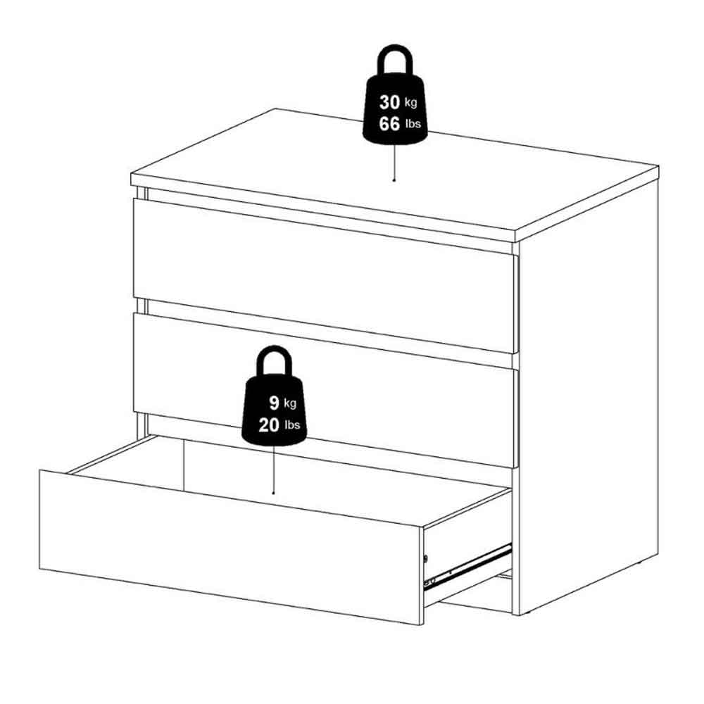 Nakou Wooden Chest of 3 Drawers in Cashmere