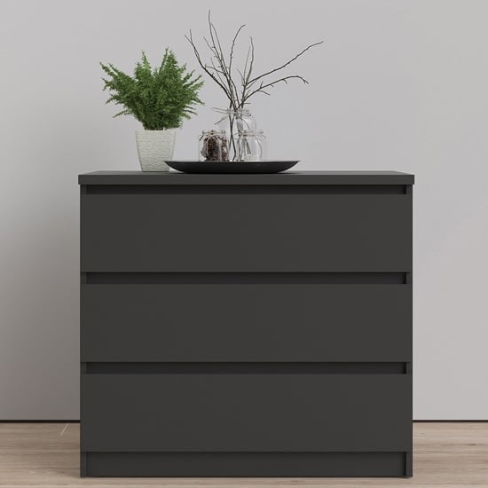 Read more about Nakou wooden chest of 3 drawers in matt black