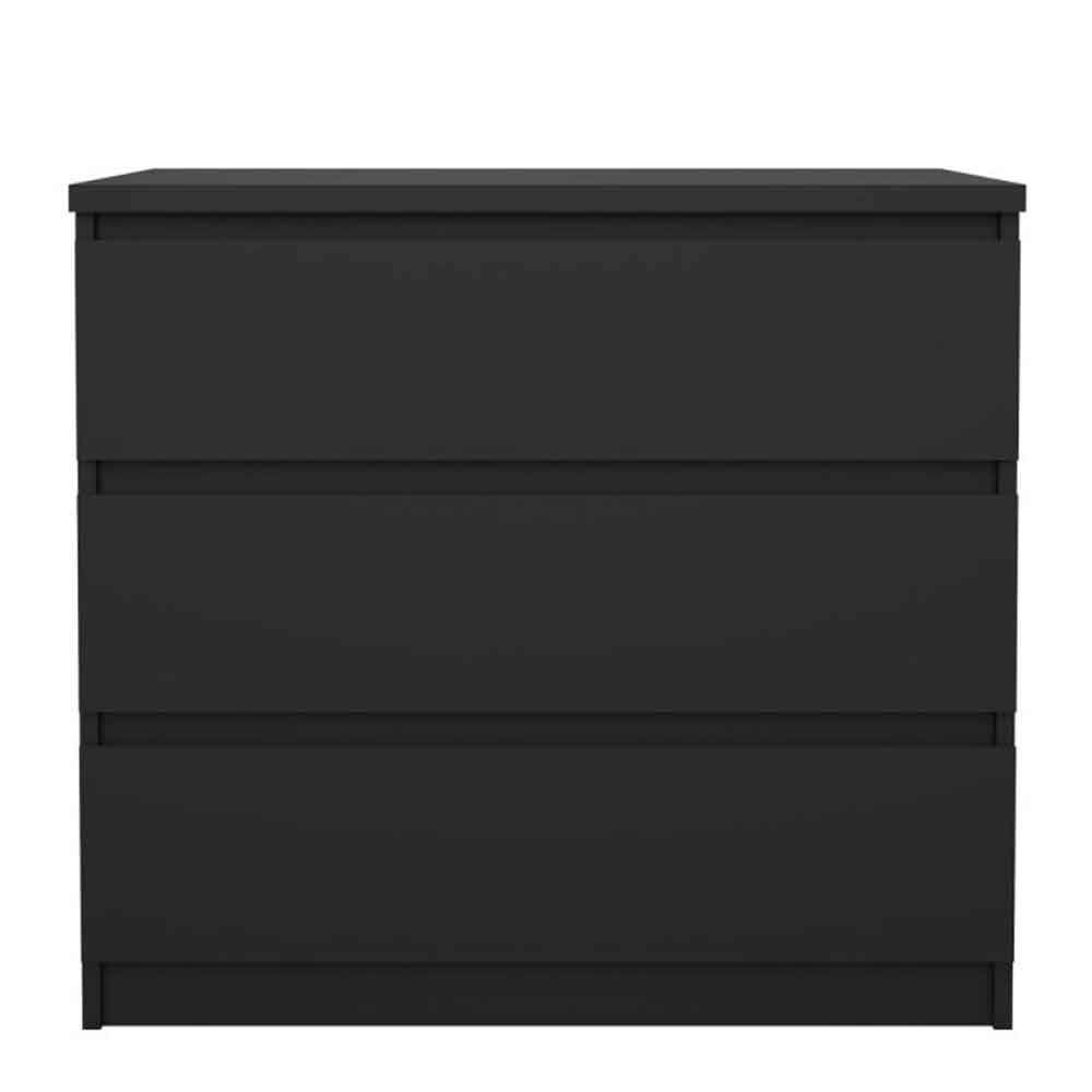 Nakou Wooden Chest Of 3 Drawers In Matt Black