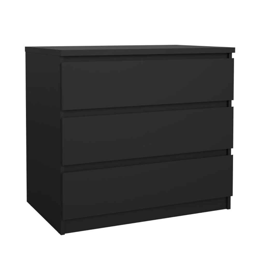Nakou Wooden Chest Of 3 Drawers In Matt Black