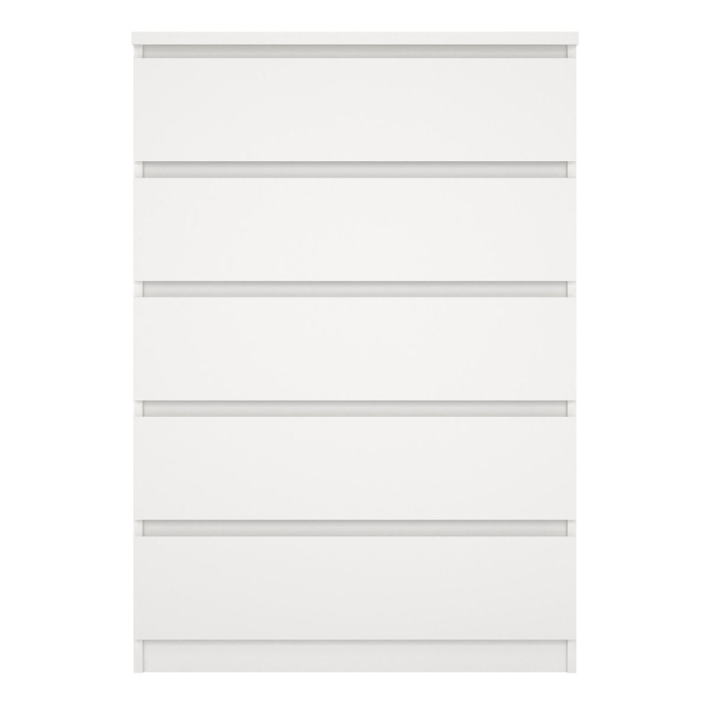 Nakou Wooden Chest Of 5 Drawers Wide In White