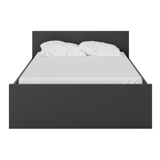 Nakou Wooden Double Bed In Matt Black