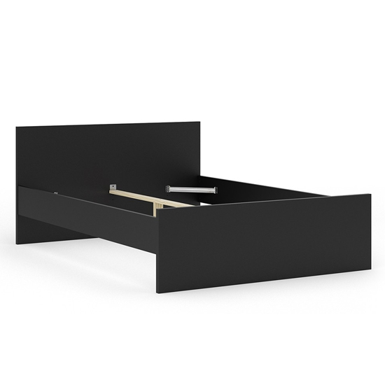 Nakou Wooden Double Bed In Matt Black
