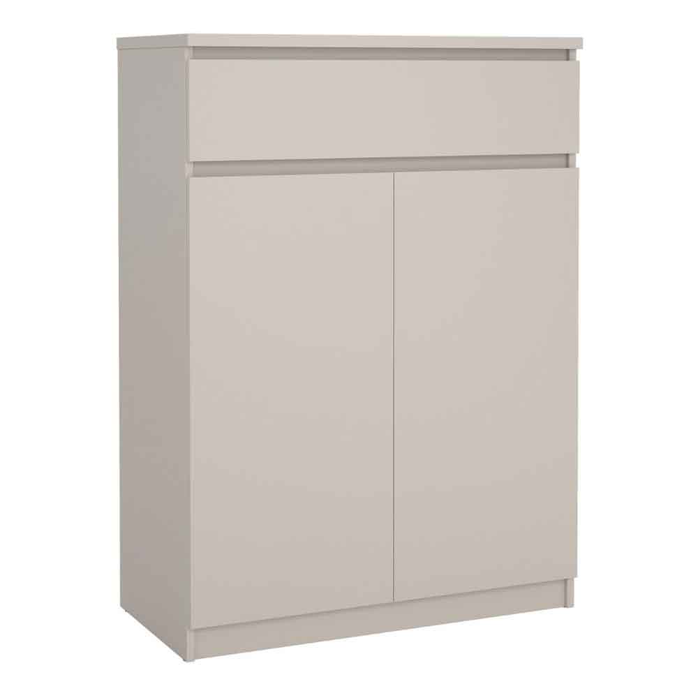Nakou Wooden Shoe Storage Cabinet with 2 Doors 1 Drawer in Cashmere