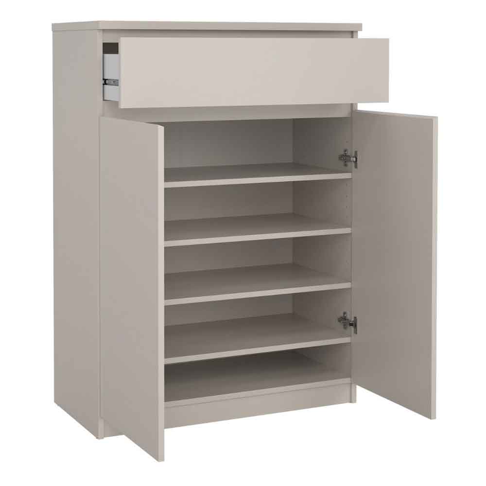Nakou Wooden Shoe Storage Cabinet with 2 Doors 1 Drawer in Cashmere