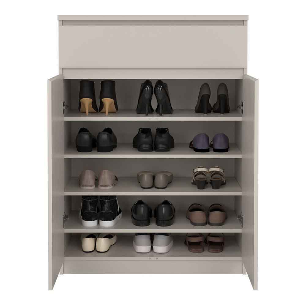 Nakou Wooden Shoe Storage Cabinet with 2 Doors 1 Drawer in Cashmere