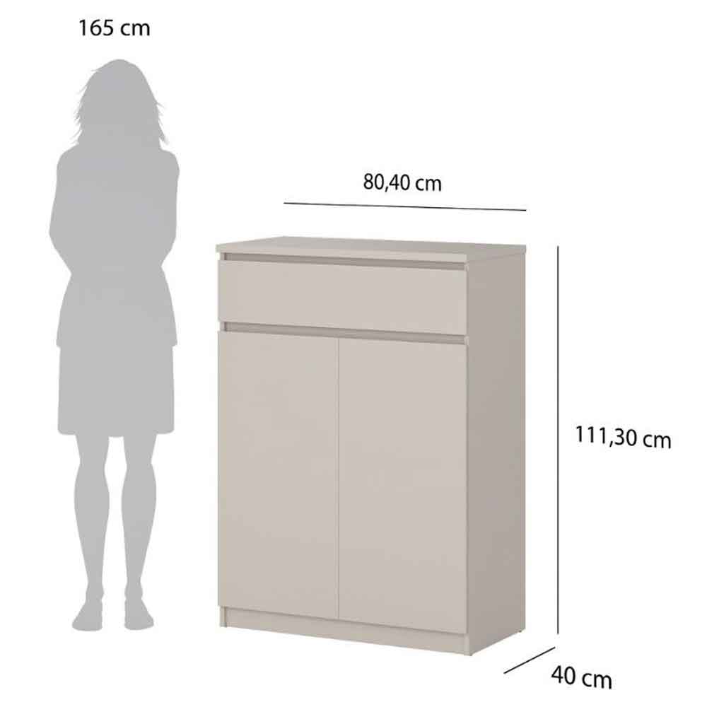 Nakou Wooden Shoe Storage Cabinet with 2 Doors 1 Drawer in Cashmere