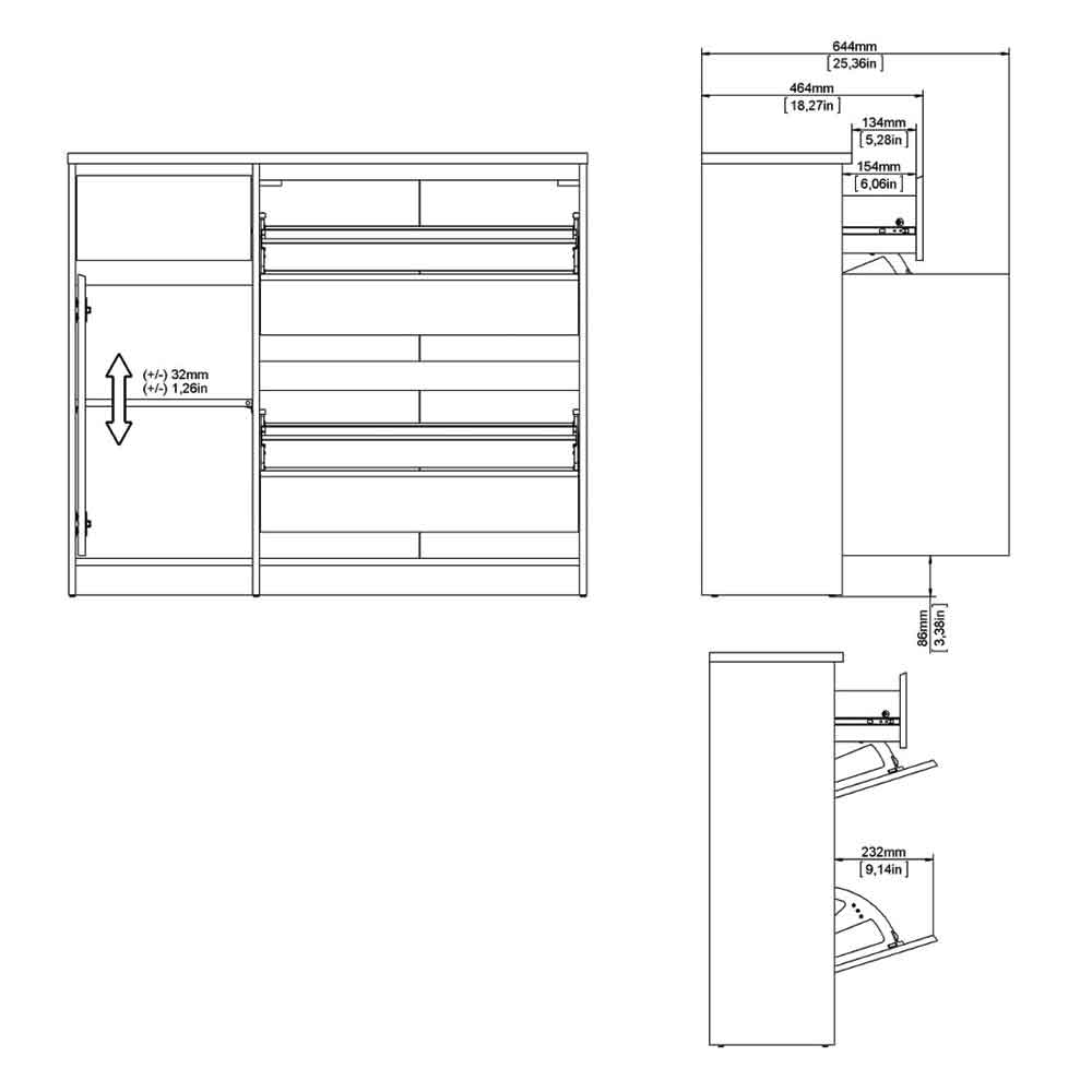 Nakou Wooden Shoe Storage Cabinet with 2 Tilting Doors and 1 Drawer in Cashmere