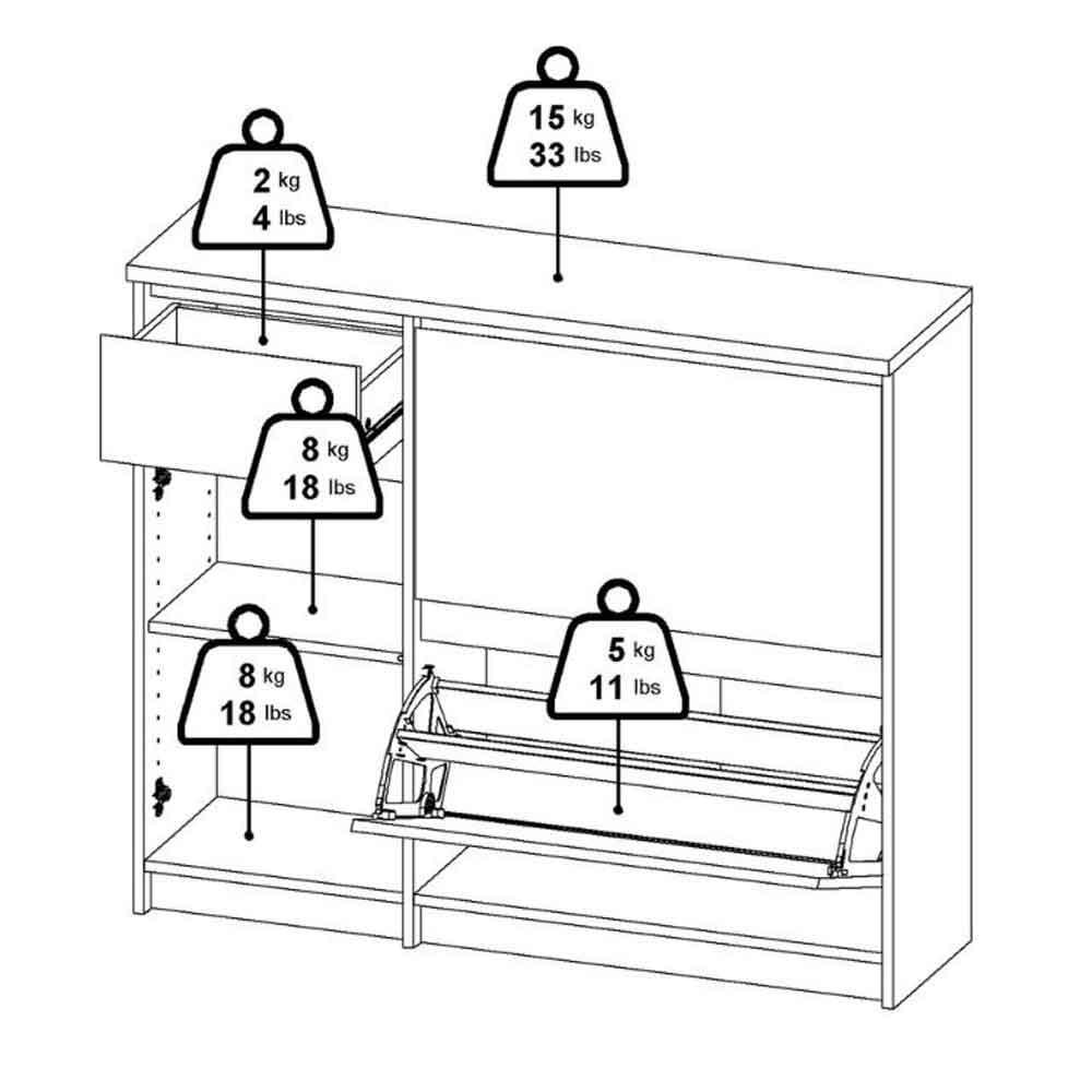 Nakou Wooden Shoe Storage Cabinet with 2 Tilting Doors and 1 Drawer in Cashmere
