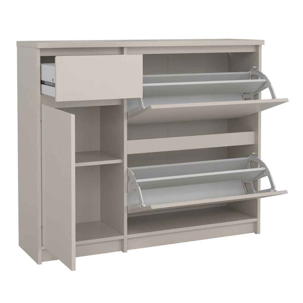 Nakou Wooden Shoe Storage Cabinet with 2 Tilting Doors and 1 Drawer in Cashmere