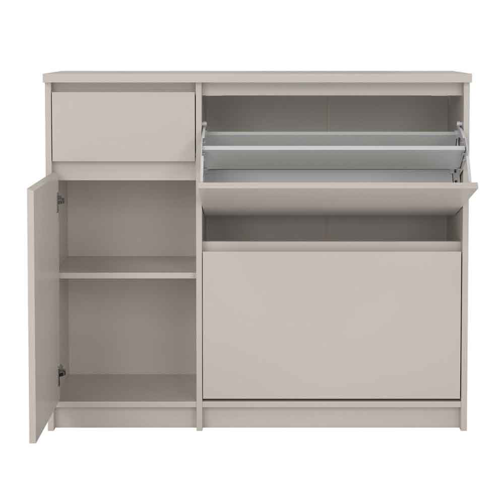 Nakou Wooden Shoe Storage Cabinet with 2 Tilting Doors and 1 Drawer in Cashmere