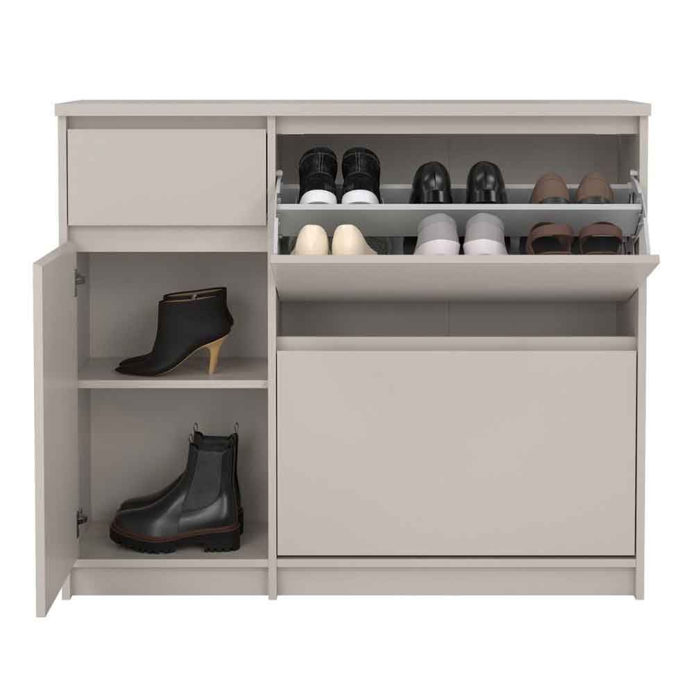 Nakou Wooden Shoe Storage Cabinet with 2 Tilting Doors and 1 Drawer in Cashmere