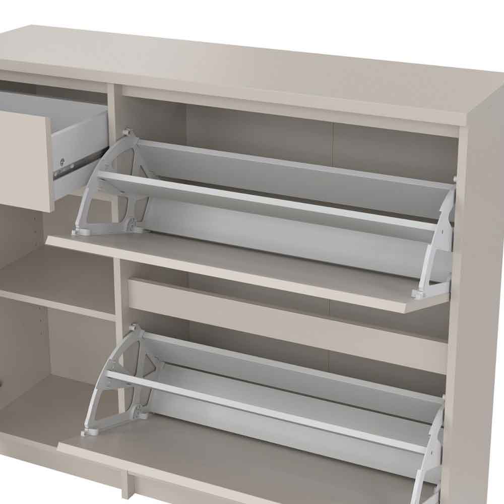 Nakou Wooden Shoe Storage Cabinet with 2 Tilting Doors and 1 Drawer in Cashmere
