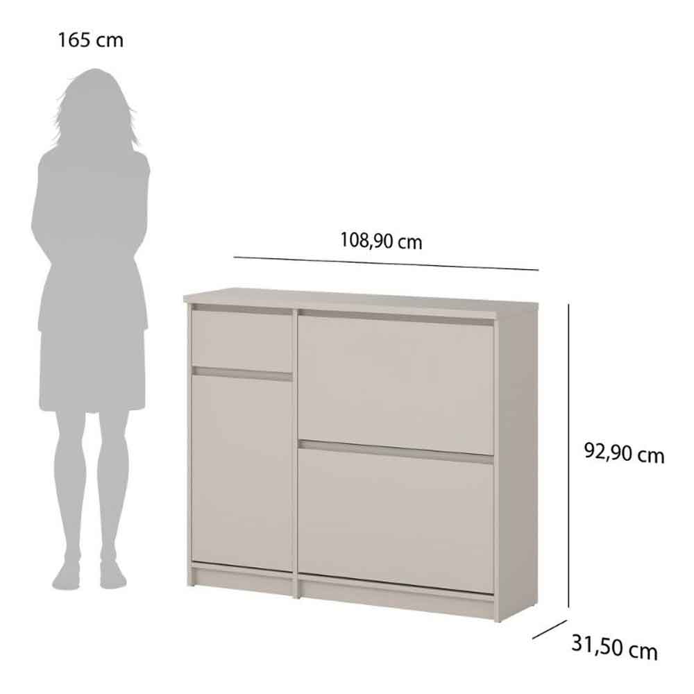 Nakou Wooden Shoe Storage Cabinet with 2 Tilting Doors and 1 Drawer in Cashmere