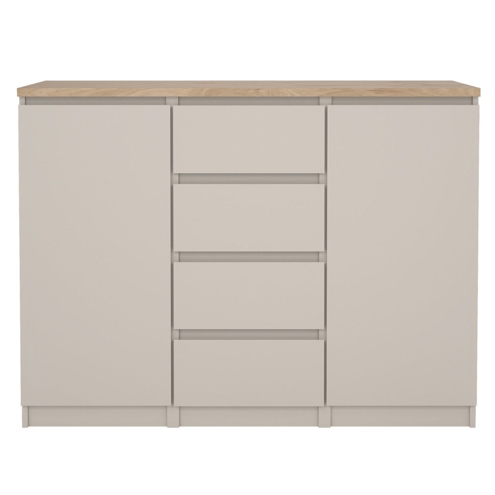 Nakou Wooden Sideboard With 2 Doors 4 Drawers In Cashmere