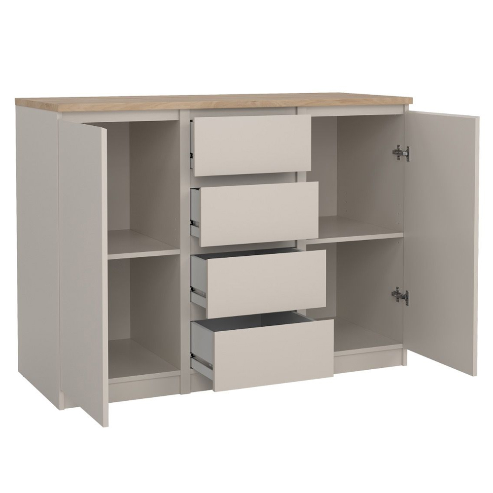 Nakou Wooden Sideboard With 2 Doors 4 Drawers In Cashmere