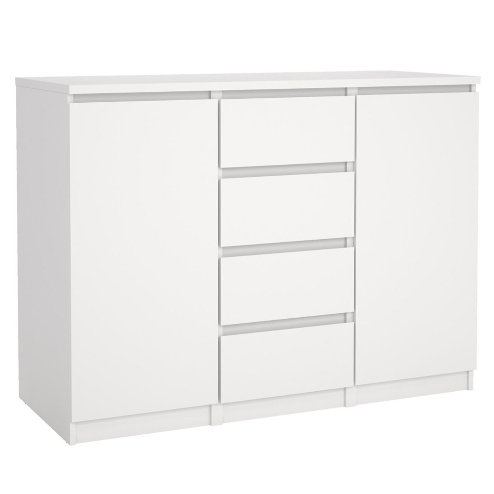 Nakou Wooden Sideboard With 2 Doors 4 Drawers In White