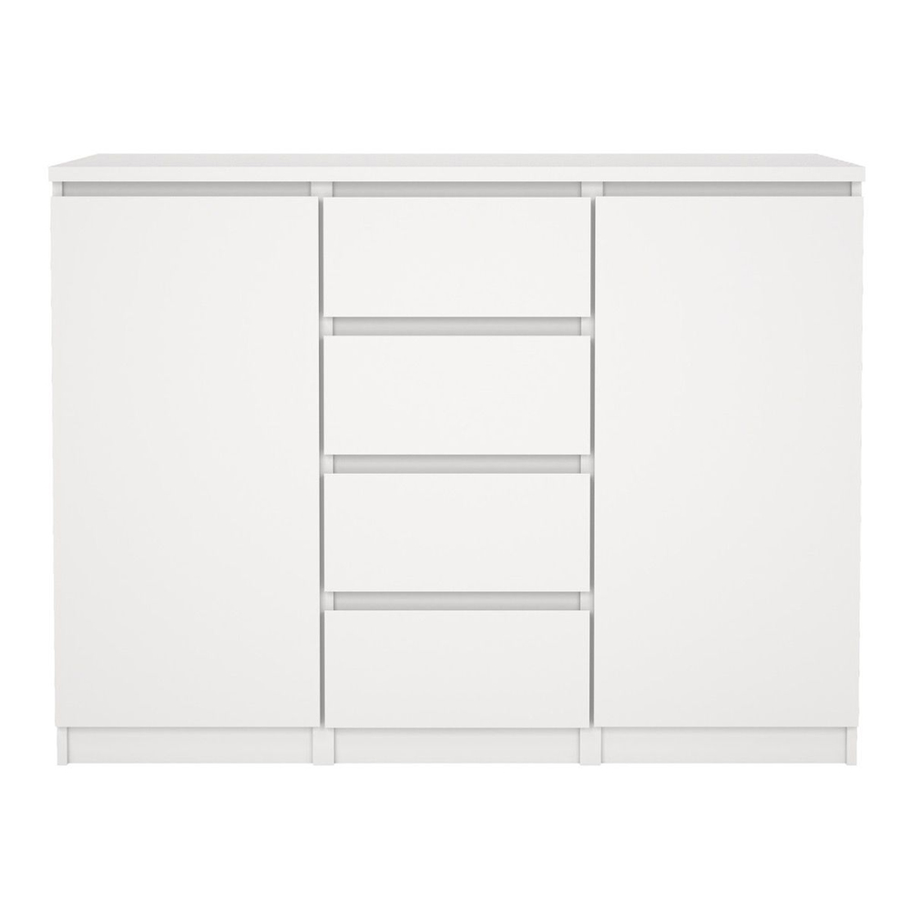 Nakou Wooden Sideboard With 2 Doors 4 Drawers In White