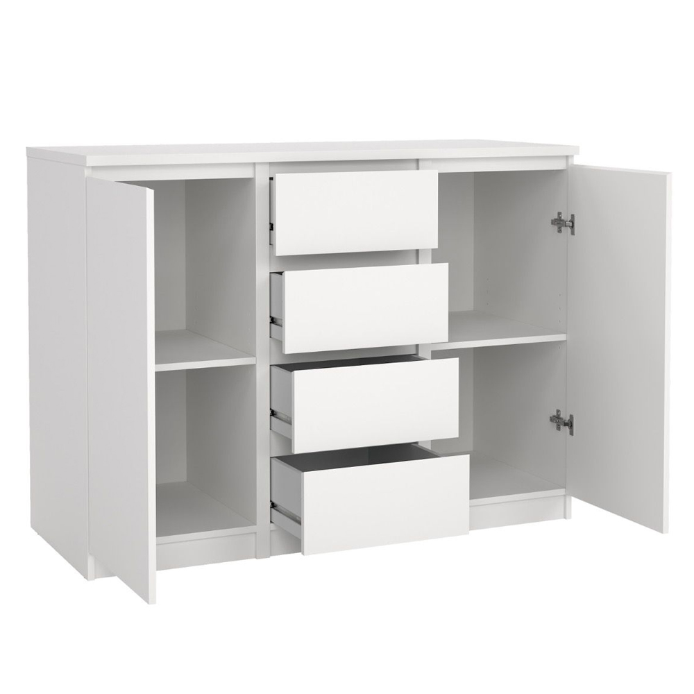 Nakou Wooden Sideboard With 2 Doors 4 Drawers In White