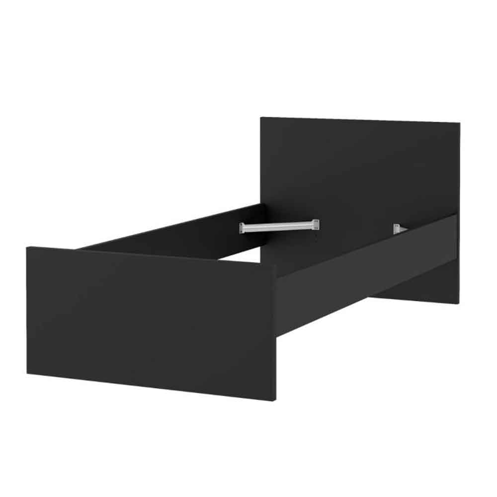 Nakou Wooden Single Bed In Matt Black