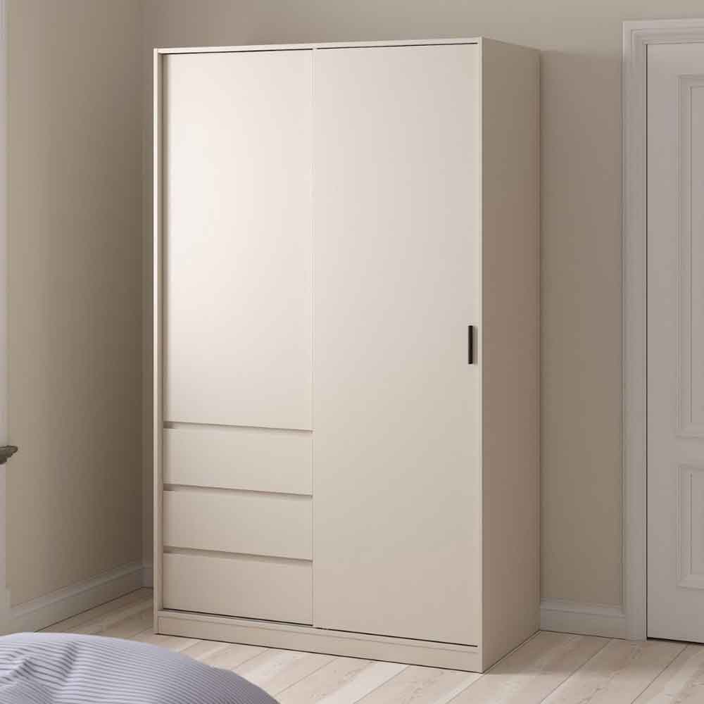 Nakou Wooden Wardrobe with 1 Sliding Door 3 Drawers in Cashmere