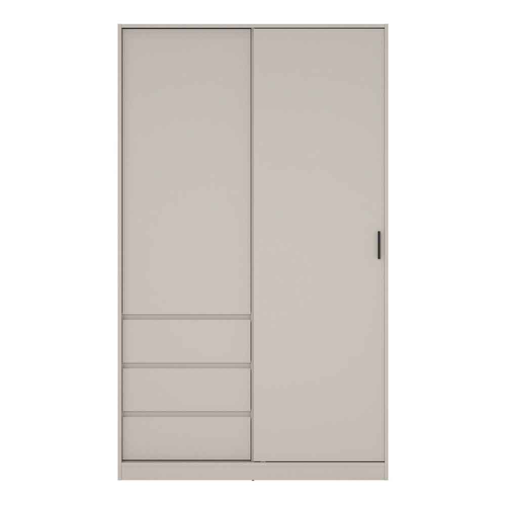 Nakou Wooden Wardrobe with 1 Sliding Door 3 Drawers in Cashmere
