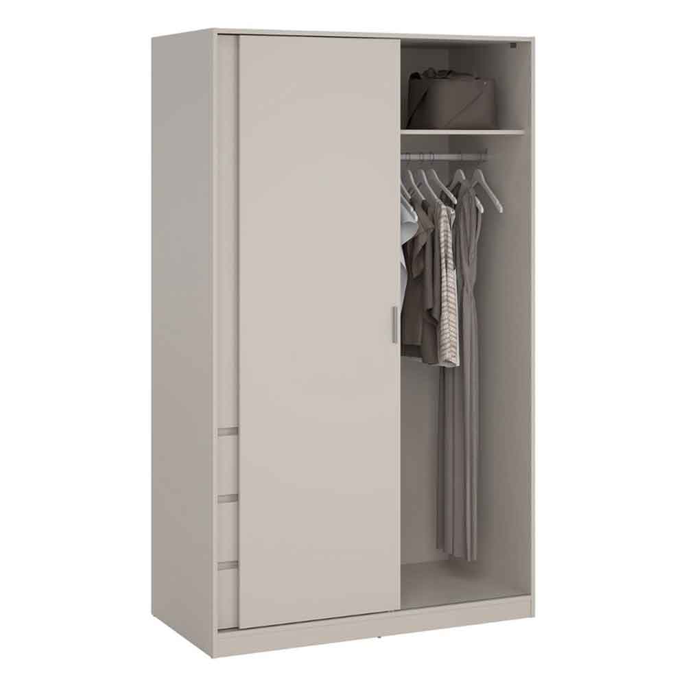 Nakou Wooden Wardrobe with 1 Sliding Door 3 Drawers in Cashmere