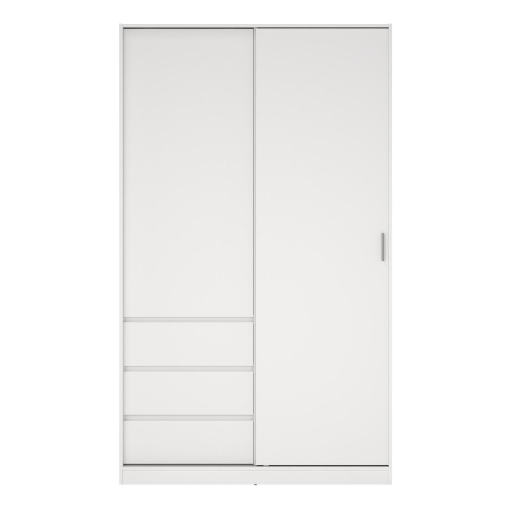 Nakou Wooden Wardrobe With 1 Sliding Door 3 Drawers In White