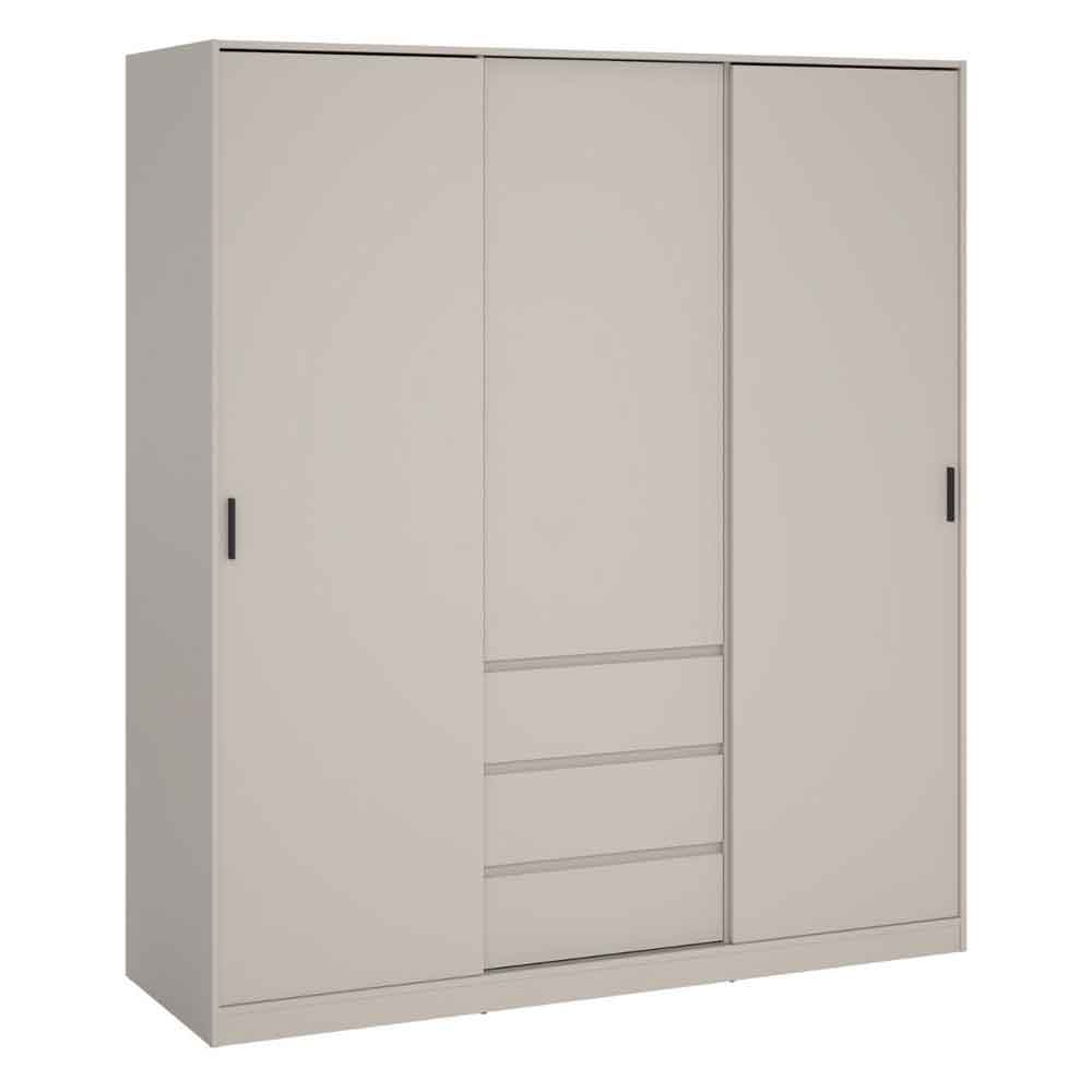 Nakou Wooden Wardrobe with 2 Sliding Doors and 3 Drawers in Cashmere