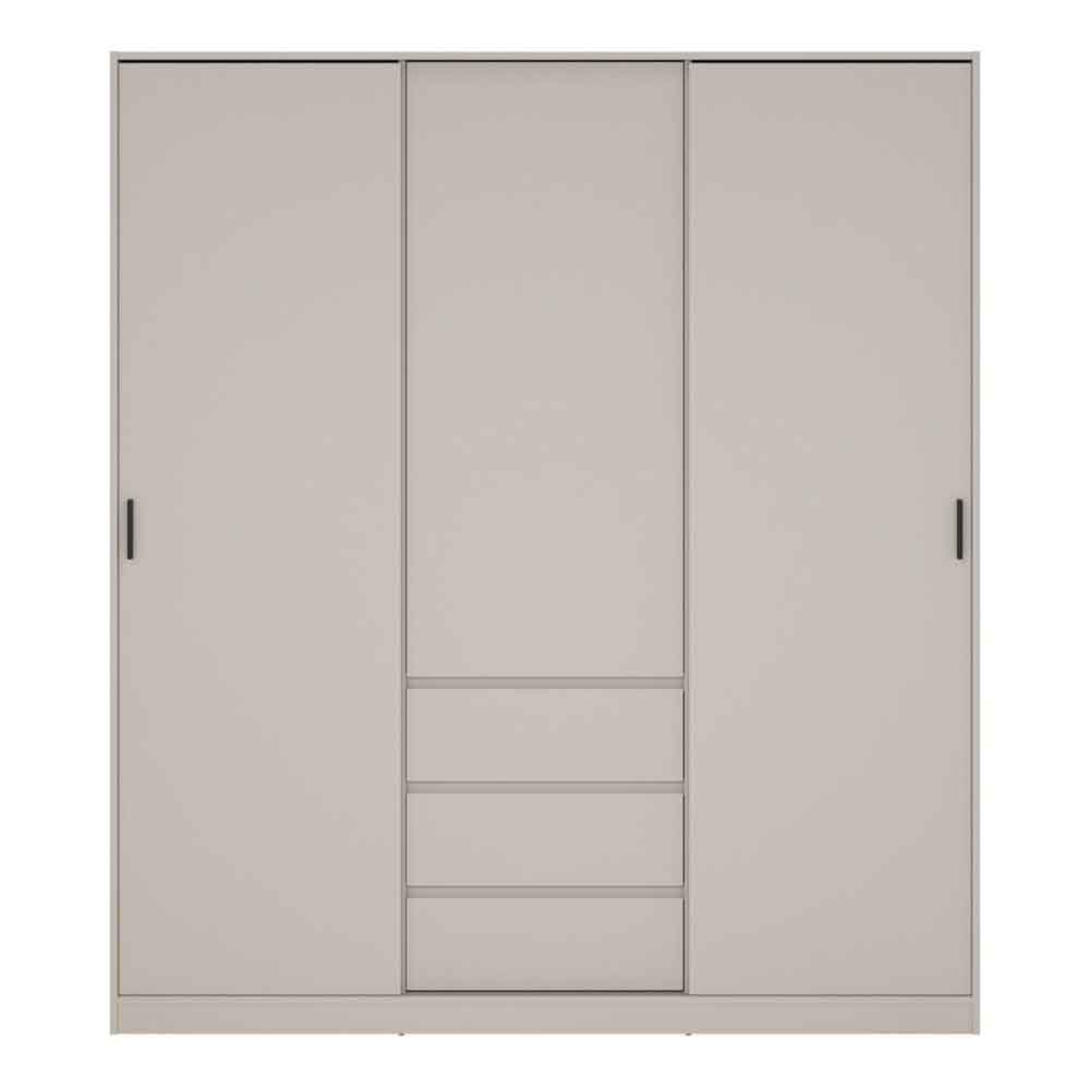 Nakou Wooden Wardrobe with 2 Sliding Doors and 3 Drawers in Cashmere