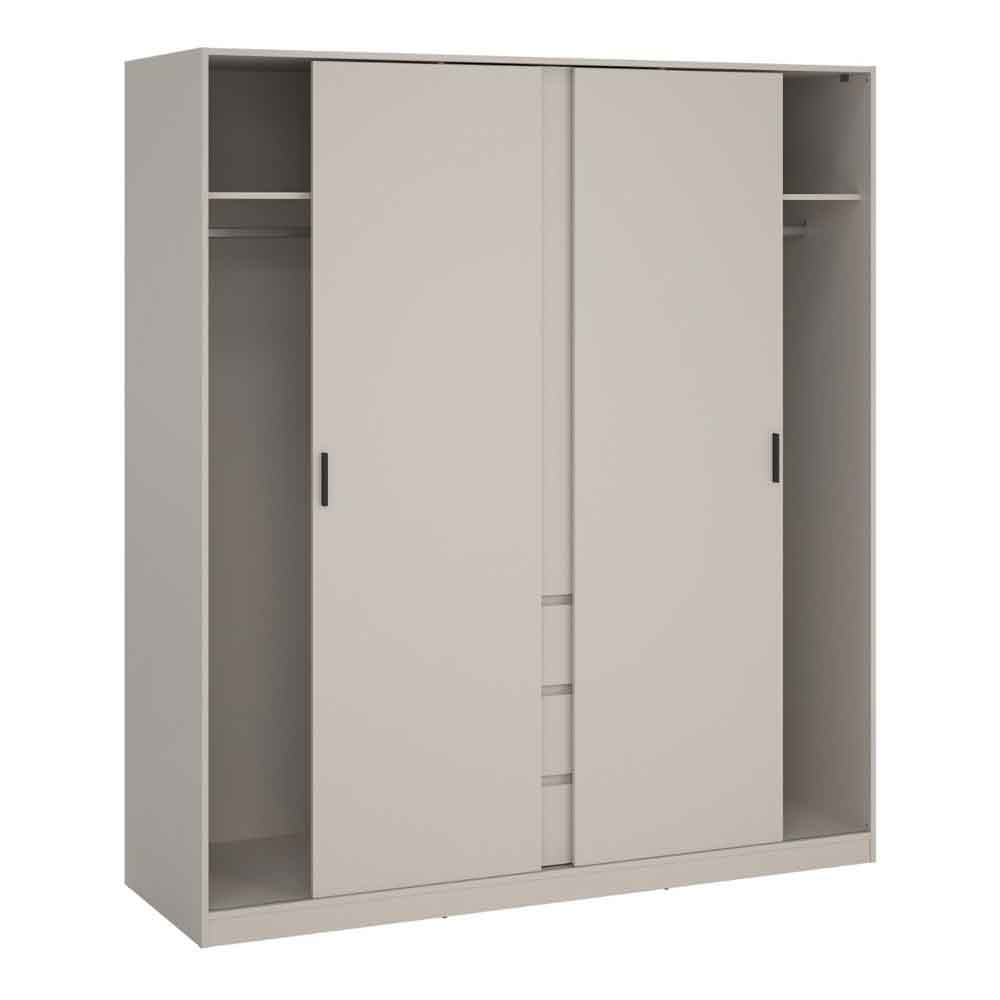 Nakou Wooden Wardrobe with 2 Sliding Doors and 3 Drawers in Cashmere