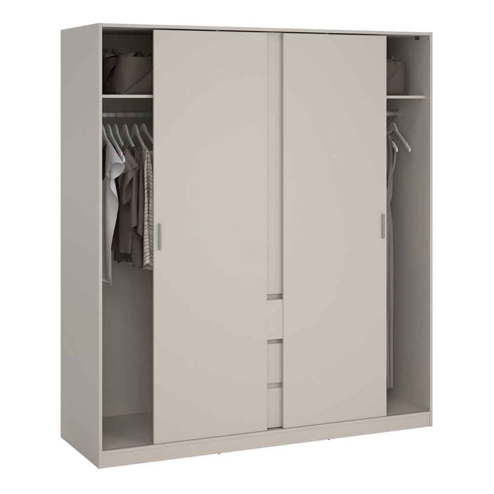 Nakou Wooden Wardrobe with 2 Sliding Doors and 3 Drawers in Cashmere