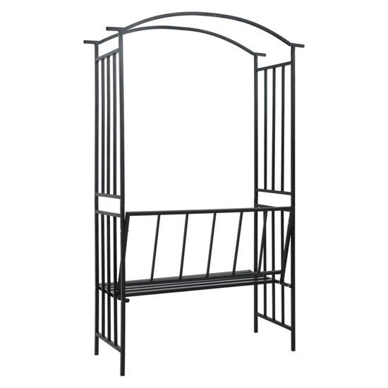 Nalika Metal Garden Seating Bench With Arch In Black