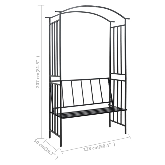 Nalika Metal Garden Seating Bench With Arch In Black