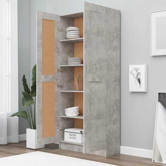 Nancia Wooden Wardrobe With 2 Doors In Concrete Effect